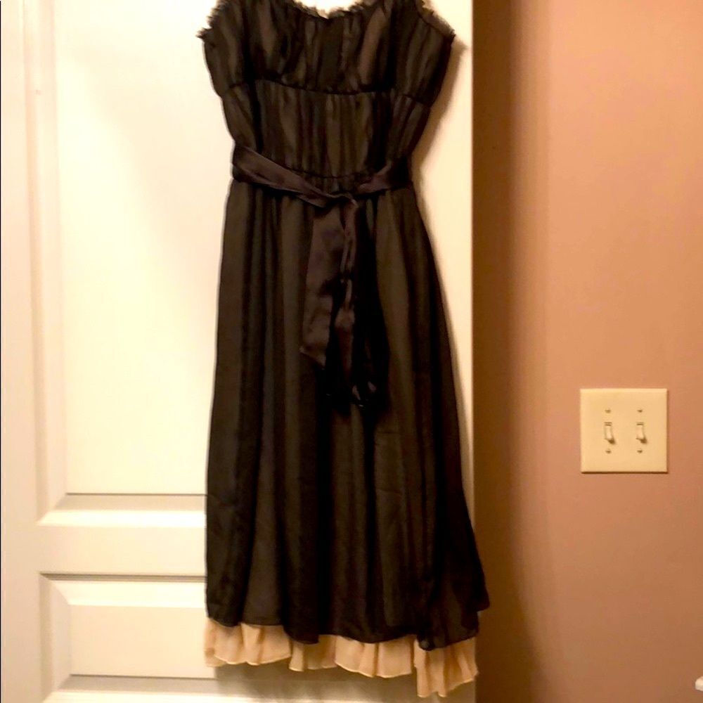 Chocolate brown spaghetti strap midi dress